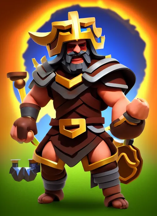 Image similar to Ram Humanoid warrior in the style of Clash Royale, trending on artstation