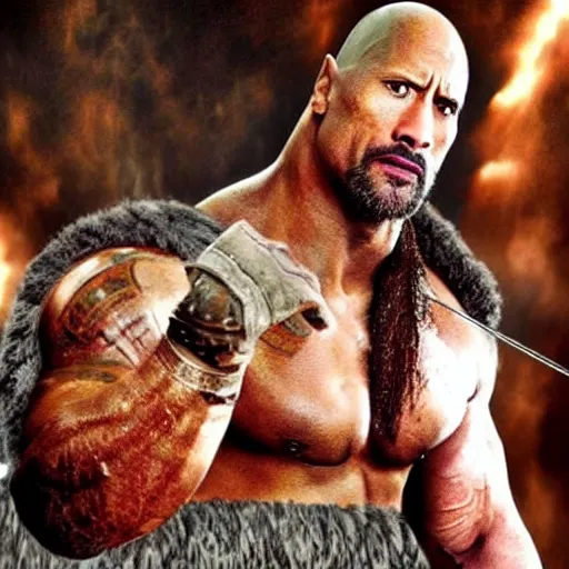 Image similar to dwayne johnson as kratos