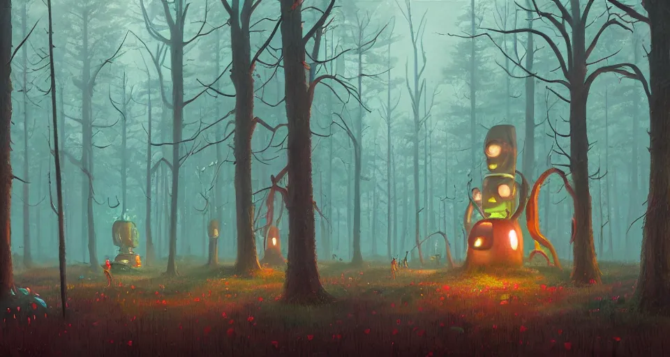 Image similar to An enchanted forest, by simon stalenhag