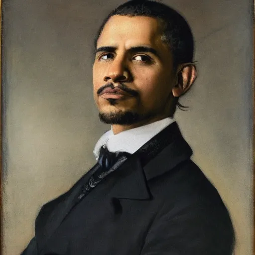 Image similar to head and shoulders portrait of Barack Obama by gustave courbet