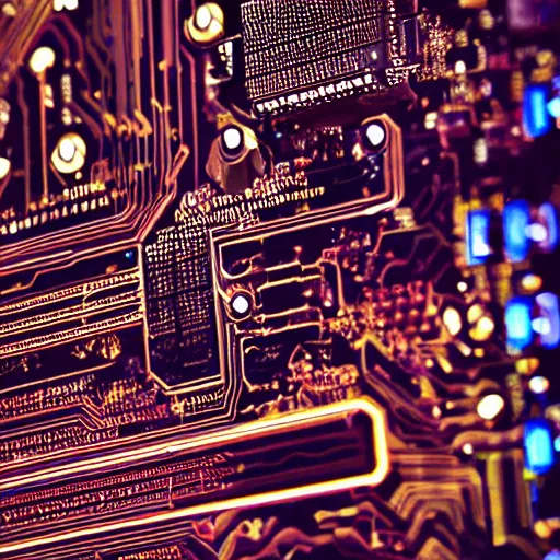 Prompt: a beautiful photography of a computer motherboard invaded by a techno - organic substance, close shot, canon eos 6 0 0 d, 5 0 mm, natural lights, trending on artstation