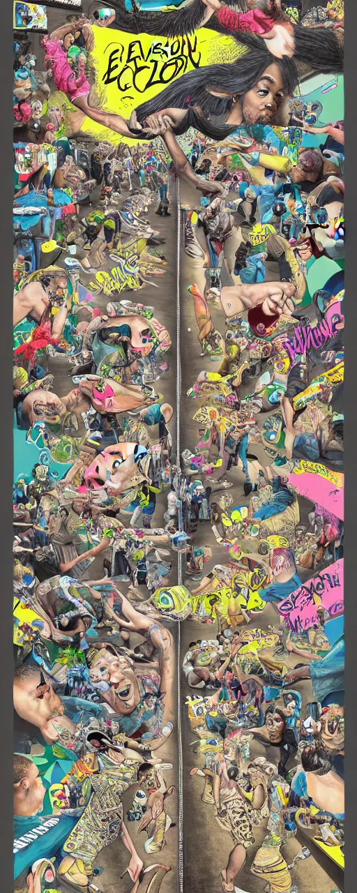 Image similar to evolution timeline from hip hop pants - aesthetic, smooth painting, each individual seeds have ultra high detailed, 4 k, illustration, comical, acrylic paint style, pencil style, torn cosmo magazine style, pop art style, ultra realistic, underrated, by mike swiderek, jorge lacera, ben lo, tyler west