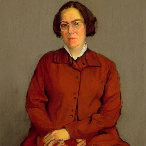 Image similar to “ portrait of rust doufded, prominent feminist activist at yale, expert in the theory of objects, serious, pensive, bright, in the style of john singer sargent ”