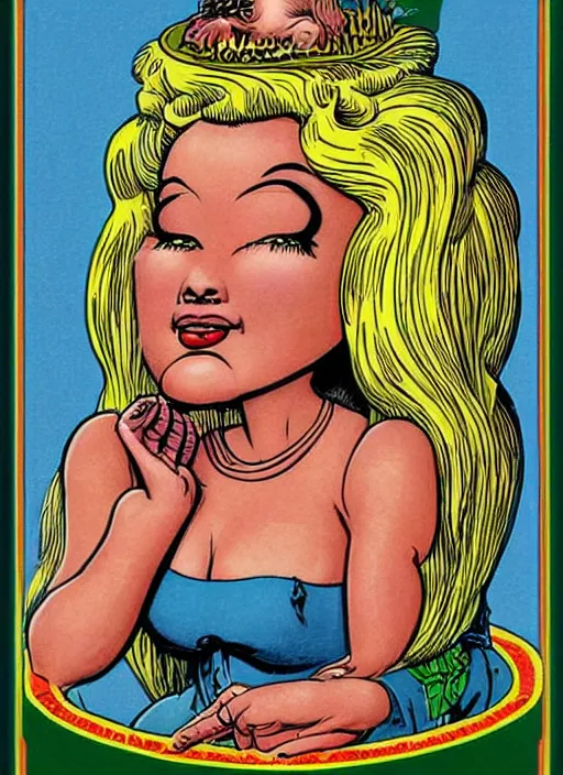 Image similar to portrait of a beautiful woman by basil wolverton and robert crumb in the style of a garbage pail kids card