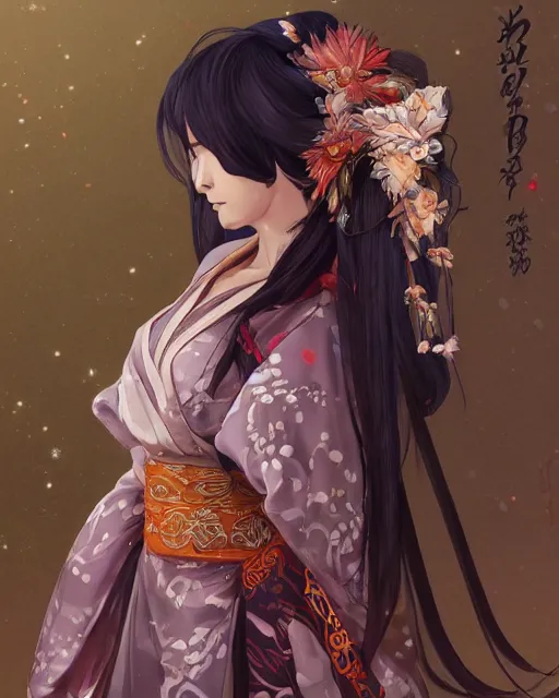 Image similar to A full-body anime portrait of Ssunbiki as a beautiful woman wearing a kimono from Skyrim, by Stanley Artgerm Lau, WLOP, Rossdraws, James Jean, Andrei Riabovitchevy, Marc Simonetti, and Sakimichan, trending on artstation