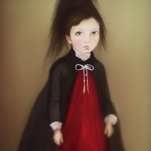 Image similar to “a vampire child girl in 1800”