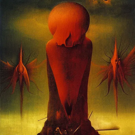 Prompt: armageddon by hieronymus bosch and zdzisław beksinski