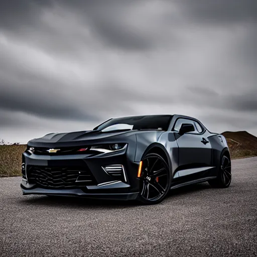 Image similar to Black Chevrolet Camaro LT, Ashpalt 9, Professional Photography, Promotional Photo, 4K