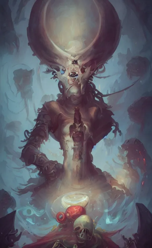 Image similar to portrait of the necromancer by peter mohrbacher