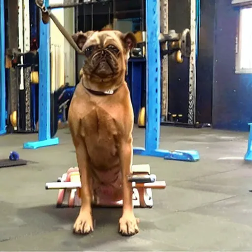 Image similar to a dog lifting weight