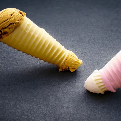 Image similar to photograph of two ice cream cones fighting to the death