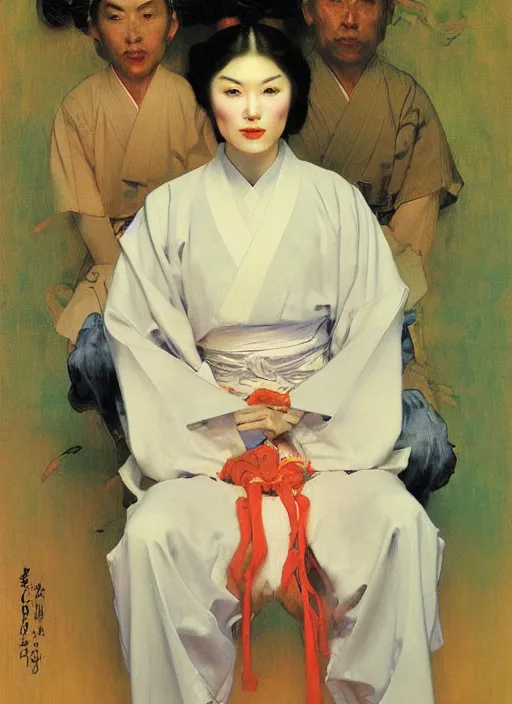 Prompt: yanjun cheng fullbody and portrait of a kabuki samurai by norman rockwell, bouguereau