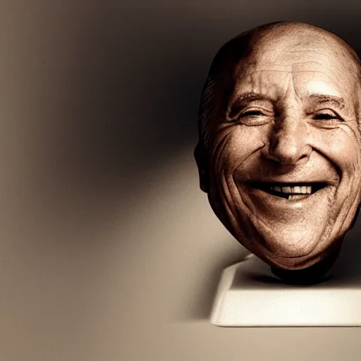 Image similar to the disembodied head of a smiling old man