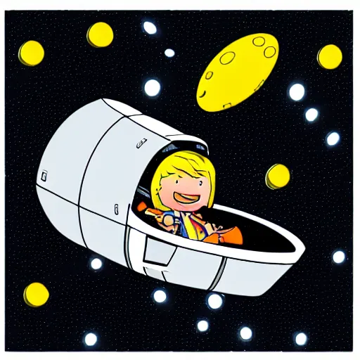 Image similar to captain flipflop goes for a ride on his spaceship, digital art