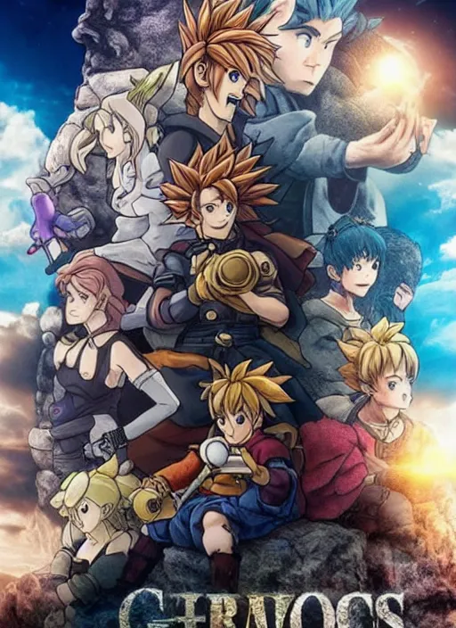 Image similar to epic movie poster for the live action adaptation of chrono trigger, glorious, can't wait, infinite hype, nostalgia