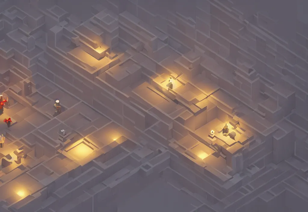 Image similar to isometric magicavoxel hitman cinematic lighting, 4k