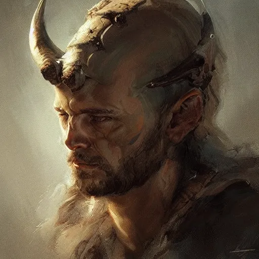 Prompt: a beautiful artwork portrait of a viking skull with horns study by greg rutkowski , featured on artstation