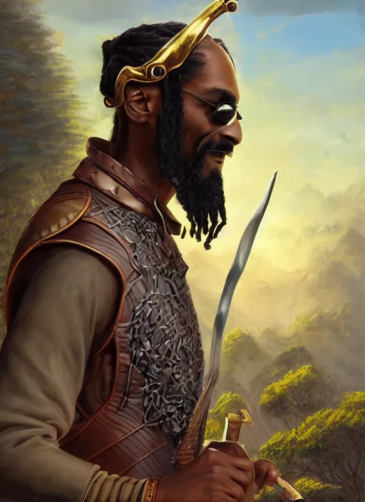 Prompt: snoop dogg as an archer, short beard, grumpy, Ivan Aivakovsky, Boris Vallejo, epic fantasy character art, D&D Concept Art, magic the gathering art, full length, ultra Realistic, Regal, Refined, Detailed Digital Art, Exquisite detail, post-processing, masterpiece, Cinematic Lighting, Unreal Engine, 8k, HD