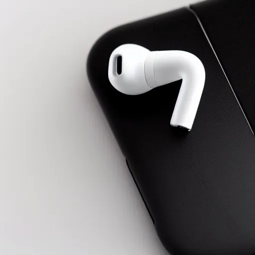 Image similar to black airpods pro case with marshmallow logo on it, studio, product photo