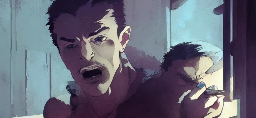 Image similar to a prisoner ready to escape their cell, digital painting masterpiece, by ilya kuvshinov, by frank frazetta, by mœbius, by reiq, by hayao miyazaki, intricate detail, beautiful brush strokes, advanced lighting technology, 4 k wallpaper, interesting character design, stylized yet realistic anatomy and faces, intense, cinematic