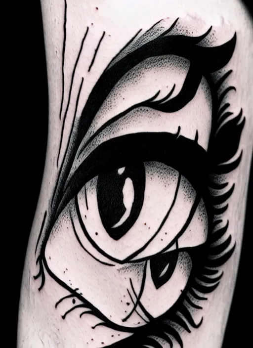 Prompt: tattoo design of an anxious womans eyes drawn by junji ito, simplistic junji ito lineart black and white