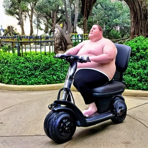 Prompt: a morbidly obese rat!!!!!!!!!!!!!!!!!!!!!!!!!!!!!!!!!!!!!!!!!!!!!! riding a mobility scooter at disneyworld, rat!!!!!!!!!!!, photo