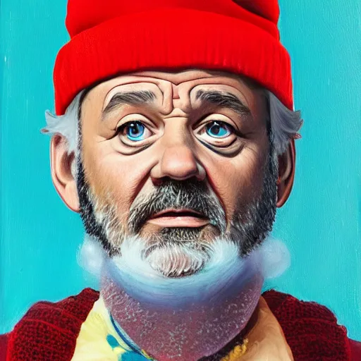 Prompt: bill murray as steve zissou, wes anderson, photorealistic, 8k, HD, oil painting