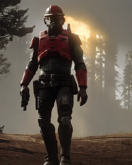 Prompt: master chief in red dead redemption 2, cinematic, photorealistic