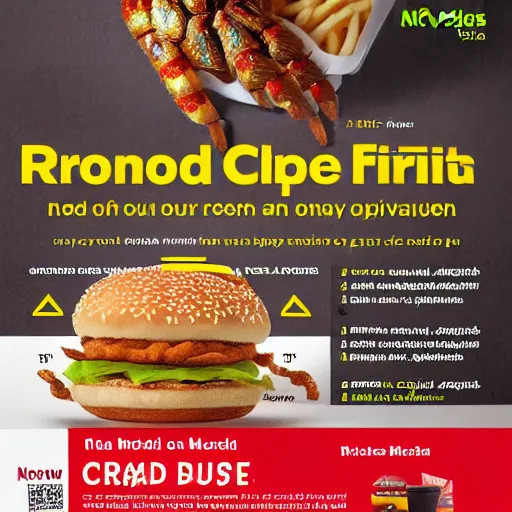 Prompt: advertisement for the new mcdonalds fried spider meal