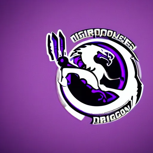 Image similar to a logo of girls robototechnic team called purple dragons, digital art