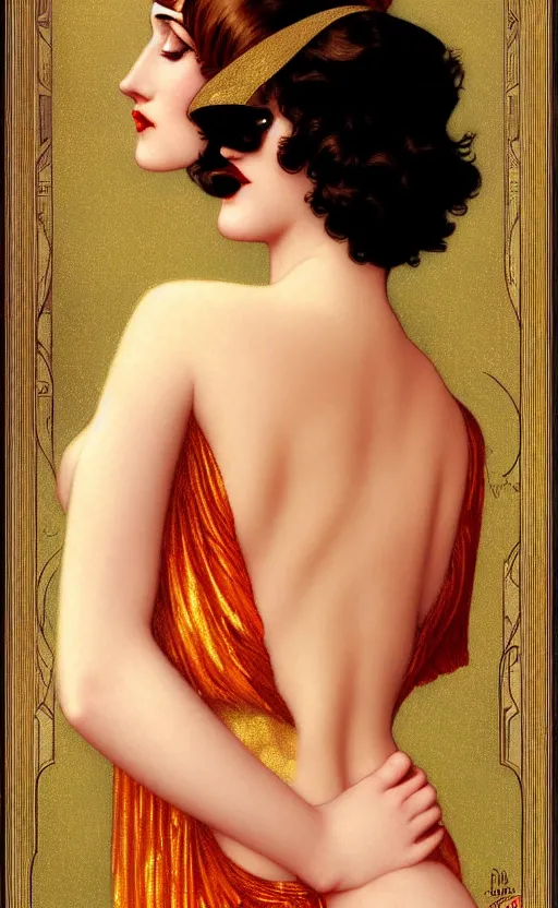 Prompt: flapper girl eva green, vesper lynd, vannessa ives, intricate, highly detailed, artstation, illustration, jurgens, rutkowski, bouguereau, mucha, roaring 20s, 1920s, gaudy color