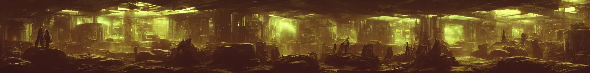 Prompt: photo of cyberpunk night club, Les Edwards, Zdzislaw Beksinski, Carl Gustav Carus, John Harris, Michal Karcz, Zhang Kechun, Mikko Lagerstedt, Scott Listfield, Steven Outram, Jessica Rossier