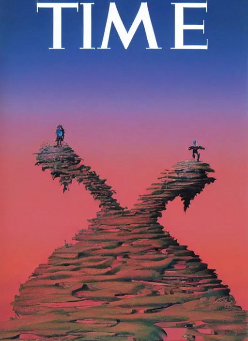 Prompt: TIME magazine cover, the coming AI singularity, by Roger Dean, 4k