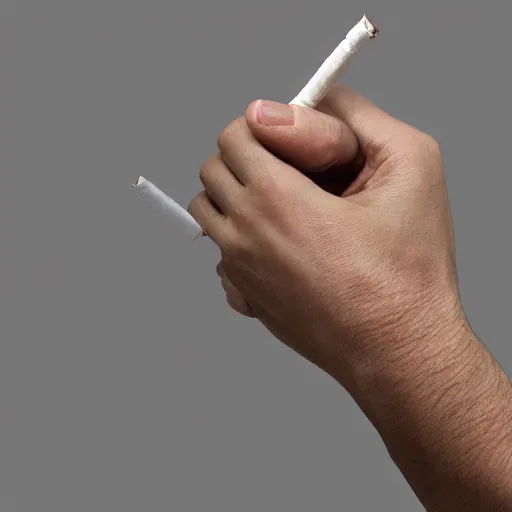 Image similar to cigarette in fingers, hyper realistic