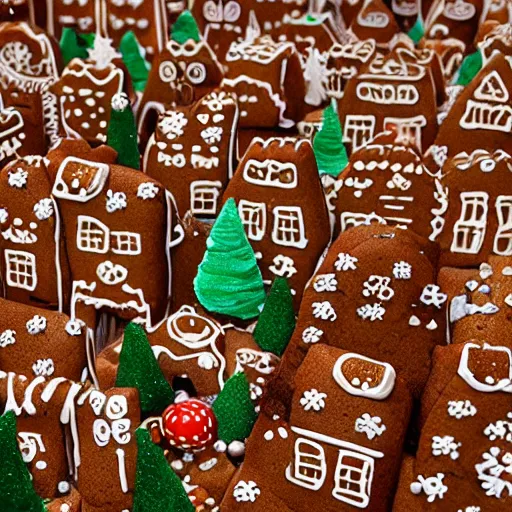 Prompt: gingerbread metropolis, wide view