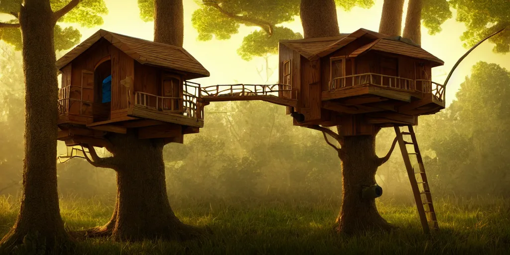 Image similar to a cardboard box treehouse, highly detailed, 8 k, hdr, award - winning, octane render, artstation, volumetric lighting