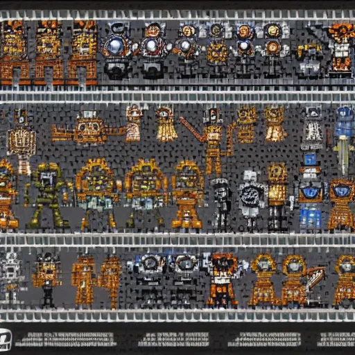 Prompt: megaman steampunk spritesheet