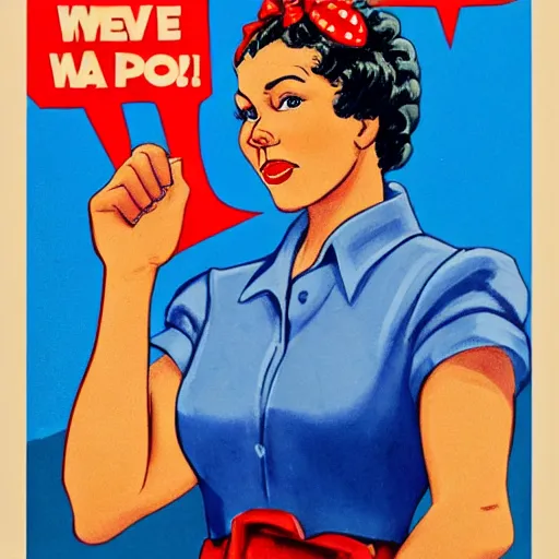 Image similar to a portrait of Rosie the riveter