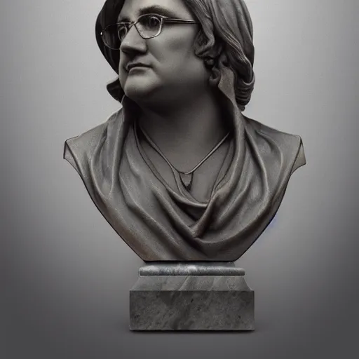 Prompt: beautiful lifelike award winning marble statue bust of gabe newell trending on art station artgerm greg rutkowski alphonse mucha museum quality cinematic atmospheric