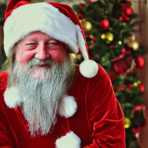 Image similar to robert wyatt dressed as santa claus