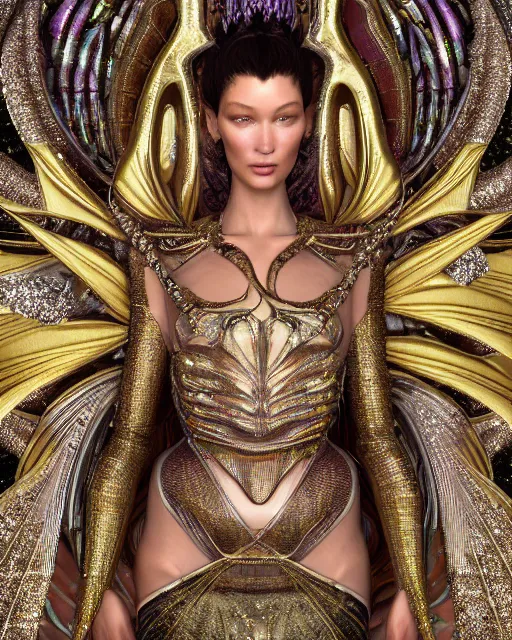 Image similar to a highly detailed metahuman 4 k close up render of an alien goddess bella hadid monument celine bernaerts makeup in iris van herpen dress schiaparelli in diamonds crystals swarovski and jewelry iridescent in style of alphonse mucha gustav klimt trending on artstation made in unreal engine 4