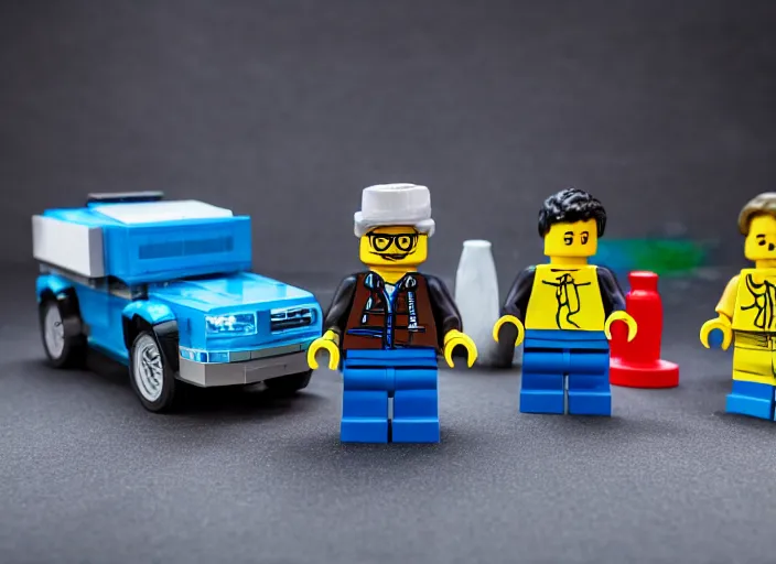 Image similar to product photo still of walter white breaking bad car wash lego playset, 8 k, 1 2 0 mm macro, f 1. 8, studio lighting, key light