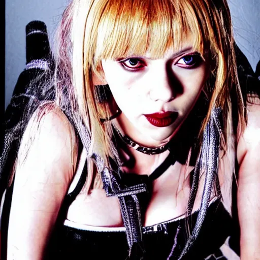 Image similar to scarlett johansson modeling as misa amane from death note, professional photograph