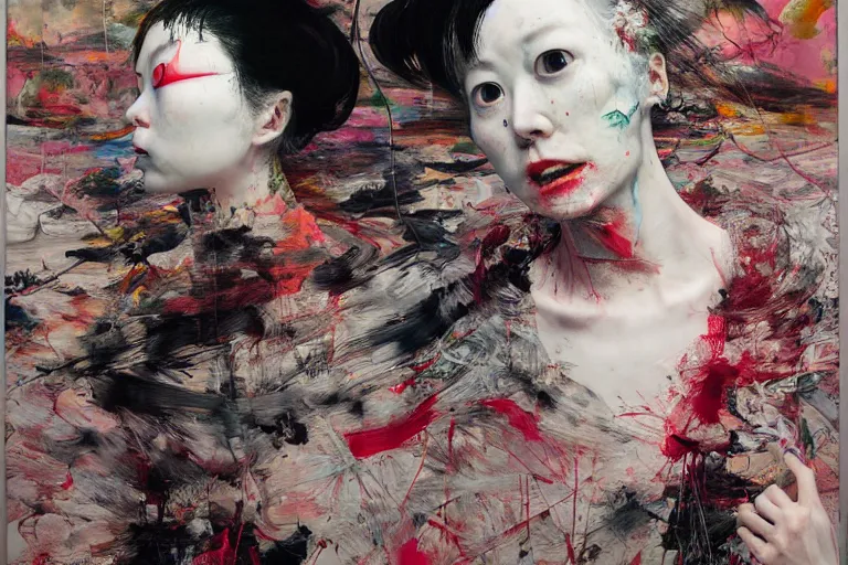 Image similar to the physical impossibility of death, extremely detailed, by painted by francis bacon, adrian ghenie, james jean and petra cortright, part by gerhard richter, part by takato yamamoto. 8 k masterpiece