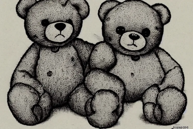 Prompt: a cute adorable teddy bear by junji ito