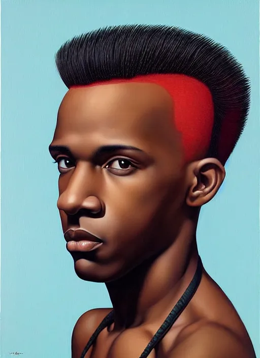 Image similar to young black man with a mohawk art by mary jane ansell