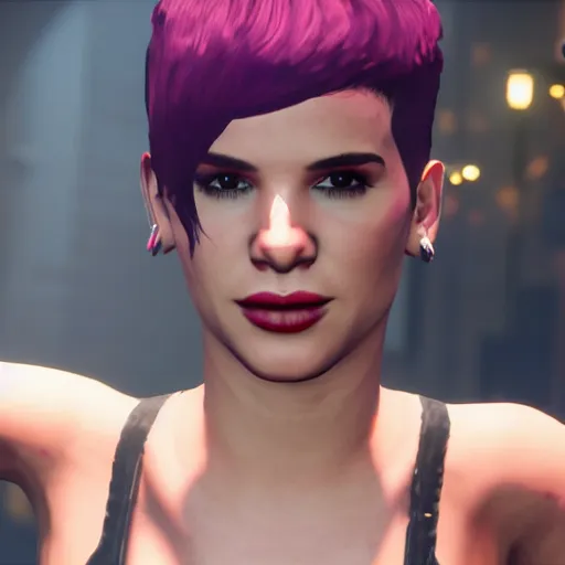 Image similar to pop singer Halsey in GTA V, 4k