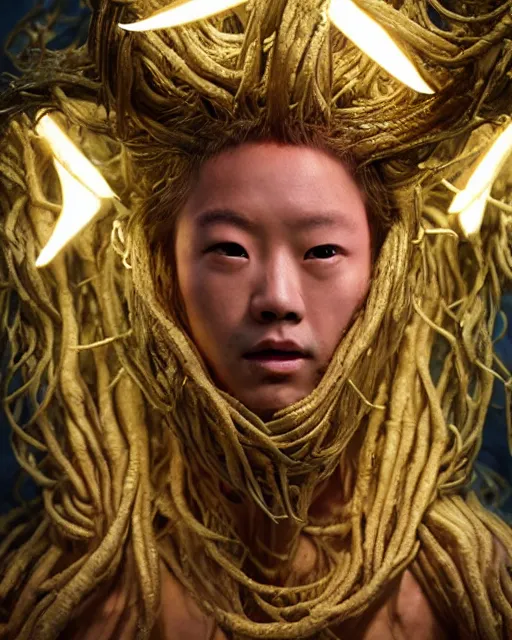 Prompt: justin sun as medusa, weta hyperrealism cinematic lighting and composition, vibrant