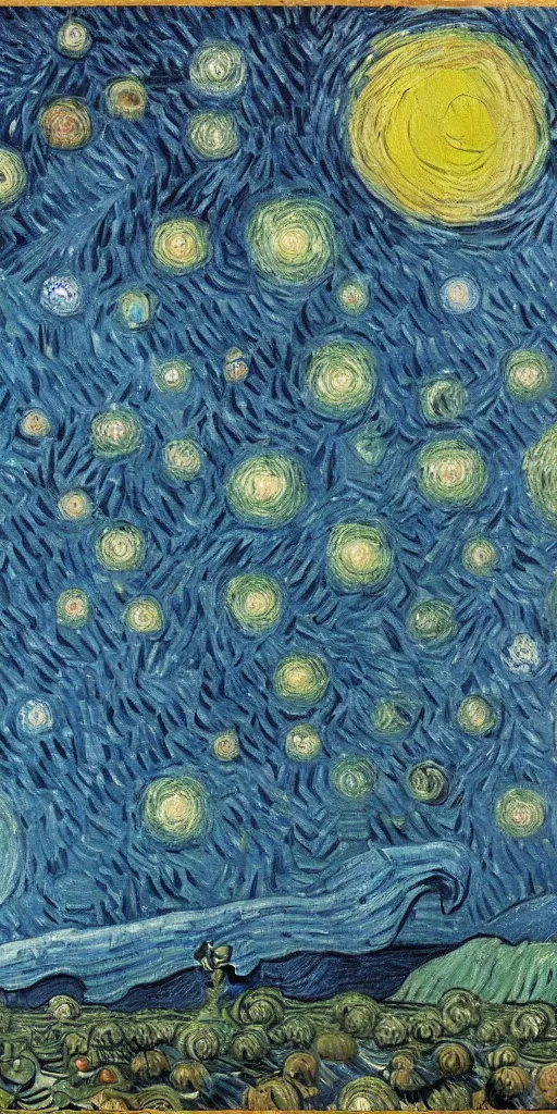 Prompt: The Hubble Deep Field, Vincent Van Gogh, oil on canvas