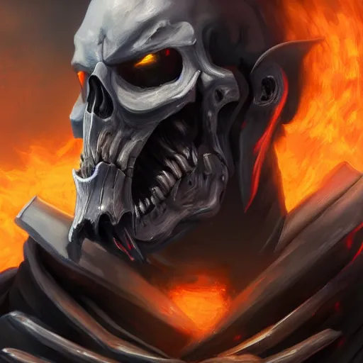 Image similar to portrait painting of reaper overwatch, photorealistic, extreme detail, sharp focus, 8 k, intricate, hyper detailed, realistic, cinematic lighting